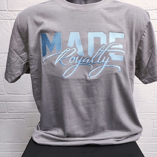 T-Shirt Embroidery Made Royalty (Grey/Ice Blue)