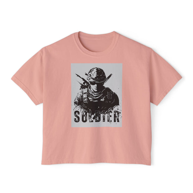 Women's Boxy Tee - Soldier Graphic Art | Made Royalty T-Shirt for Veterans & Military Support